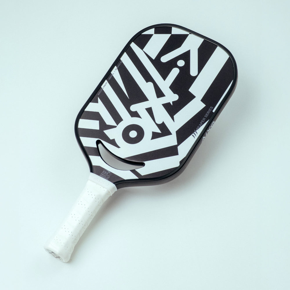 Aixo P14C Reaper Series Chaos Camo 18K Raw Carbon Pickleball Padel Black White One Size Pickleball Paddle Aixo