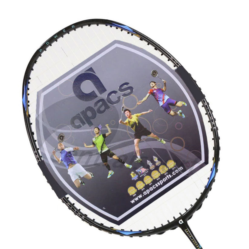 Apacs Woven Power Badminton Racket (Strung) - Black/Blue Black Blue 4UG4 Badminton Rackets Apacs