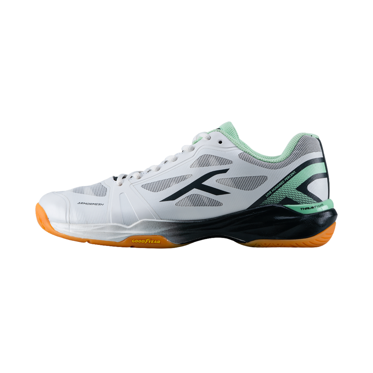 Hundred Phenom Badminton Shoes HBFS-5M243-2 White Dark Grey Light Green Badminton Shoes Hundred