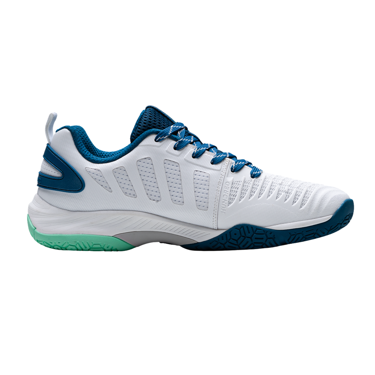 Hundred Hypercourt Badminton Shoes - White White Blue Badminton Shoes Hundred